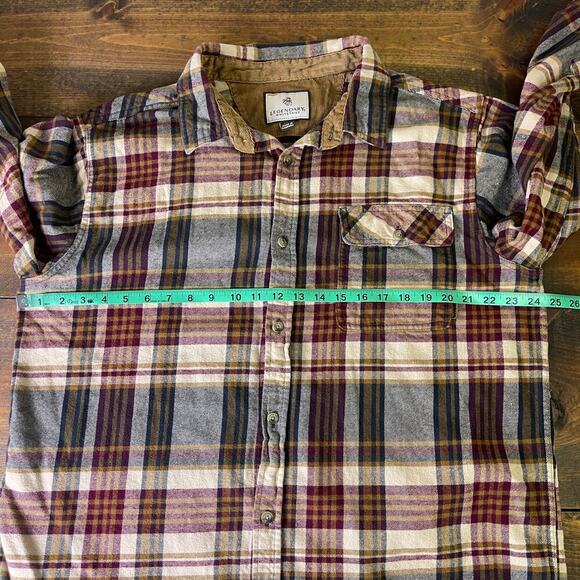 Legendary Whitetails Flannel Shirt Men's XLT Tall Buck Camp Plaid LS Brown Red - Picture 8 of 10